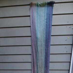 Shupaca Blue Green Purple 80% Alpaca 20% Acrylic Scarf with Fringe